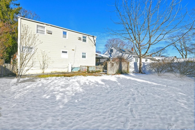 view of snow covered property