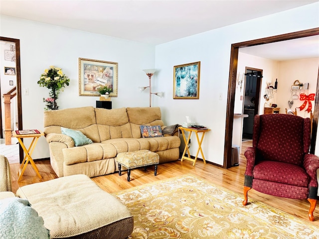 living room with hardwood / wood-style floors