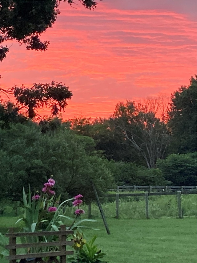 view of yard at dusk