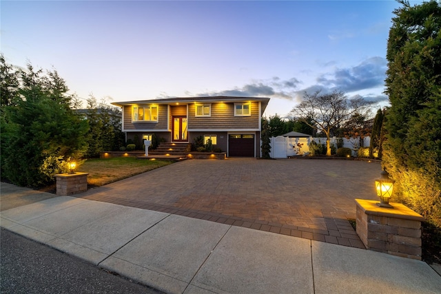 bi-level home with a garage