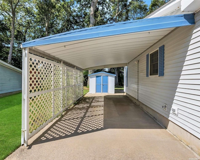 view of parking with a carport