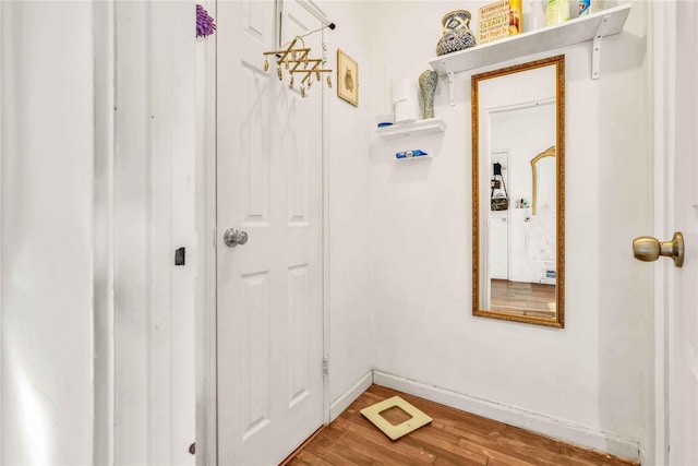 entryway with wood-type flooring