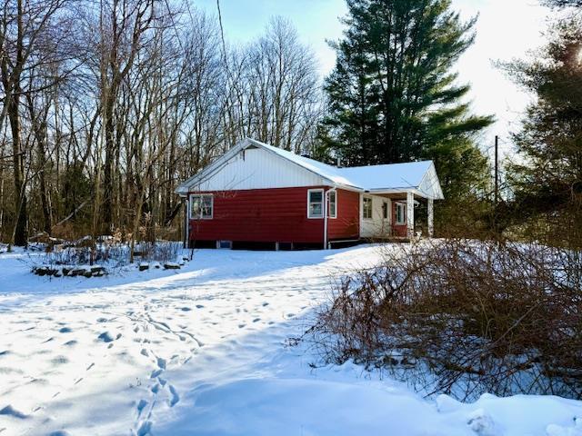 view of snow covered property