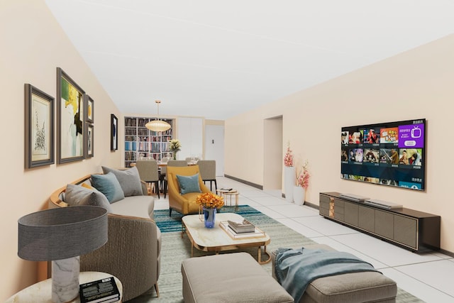 view of tiled living room