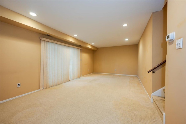 basement featuring carpet flooring