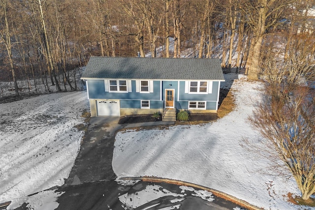 raised ranch with a garage