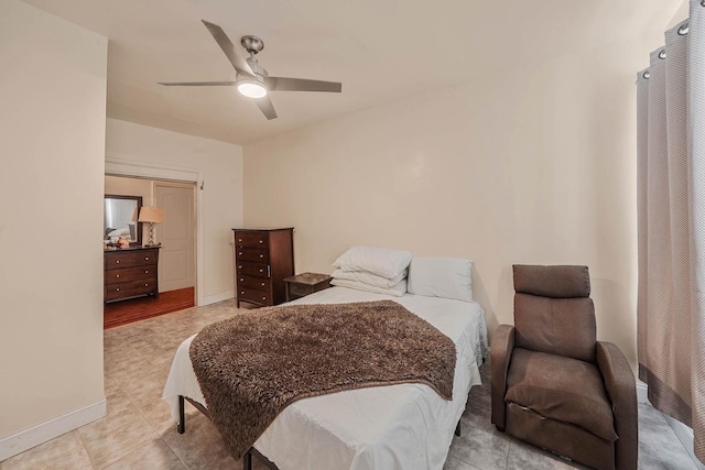 bedroom featuring ceiling fan