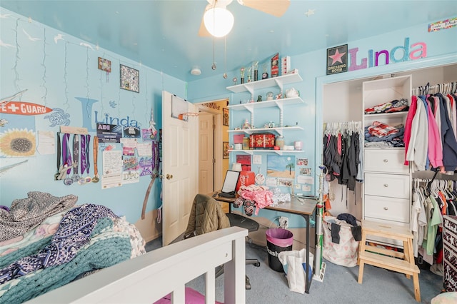 carpeted bedroom featuring a closet