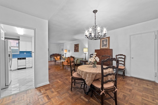 dining room with an inviting chandelier