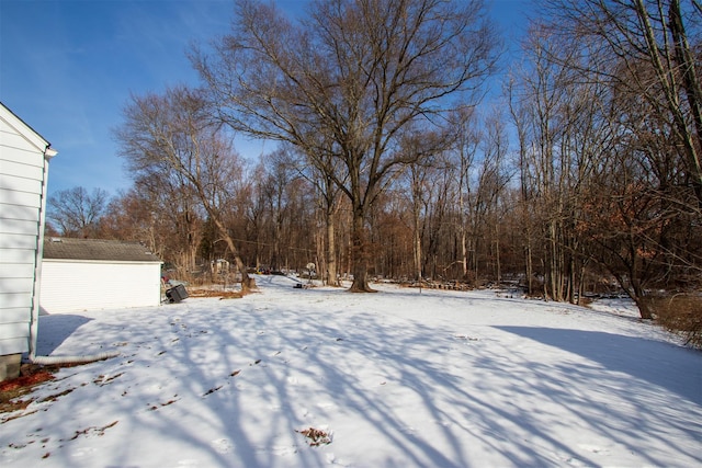 view of yard covered in snow