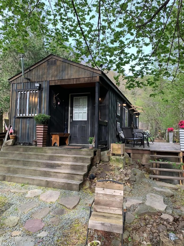 view of front of house featuring a deck