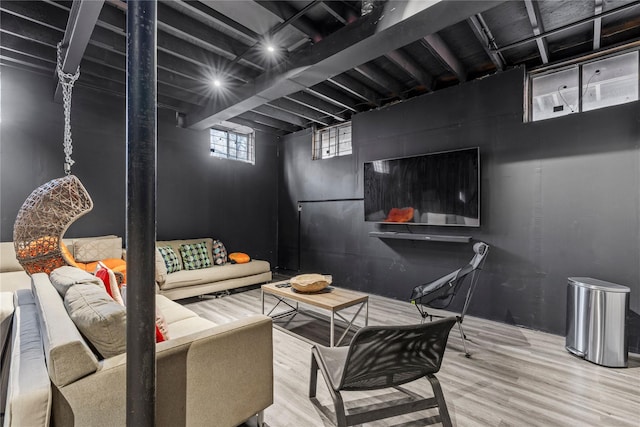 living room featuring wood-type flooring