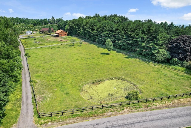 aerial view featuring a rural view