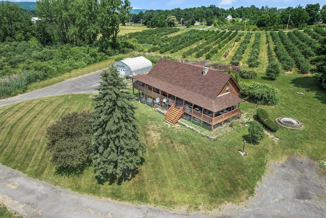 aerial view with a rural view