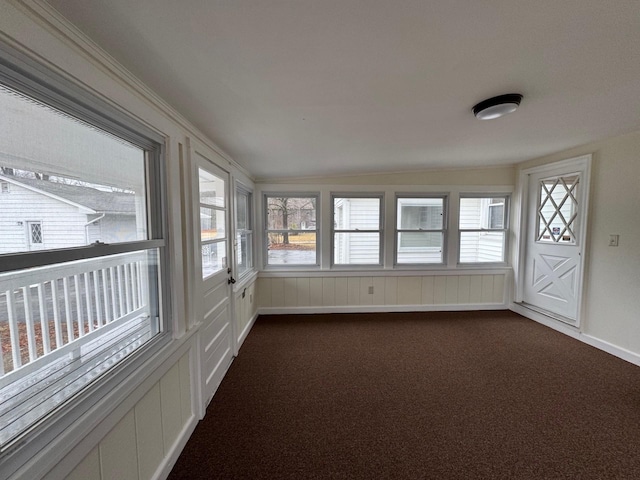 view of unfurnished sunroom