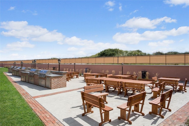 view of patio with an outdoor kitchen