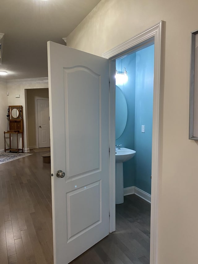 corridor featuring dark hardwood / wood-style floors