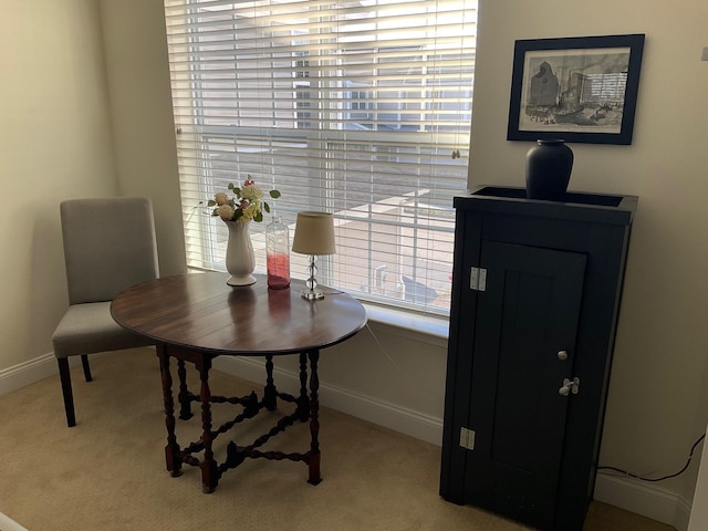 view of carpeted dining room