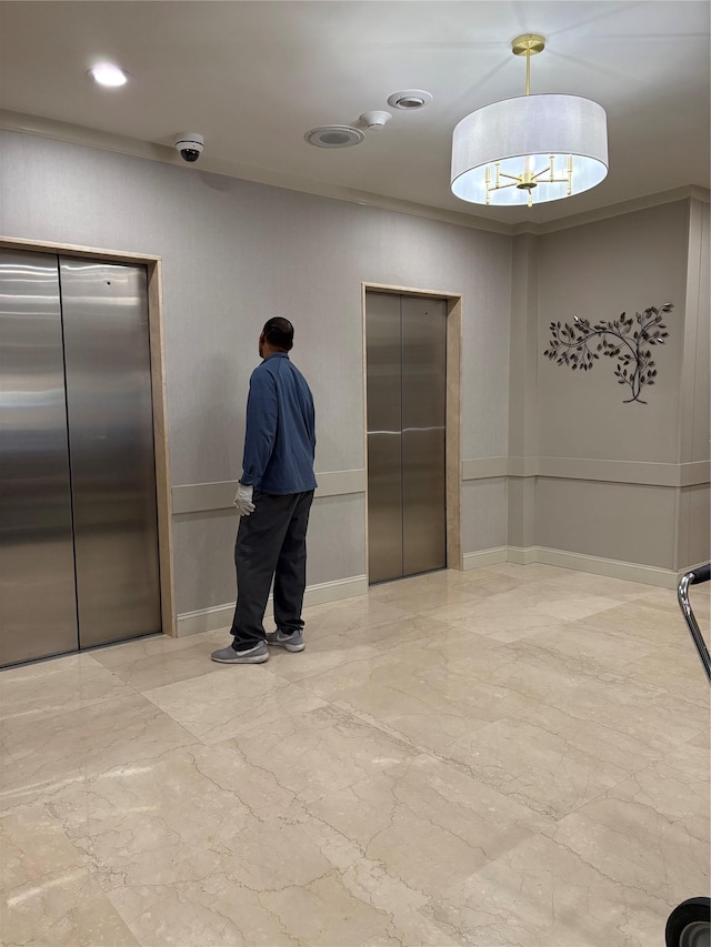 interior space featuring elevator