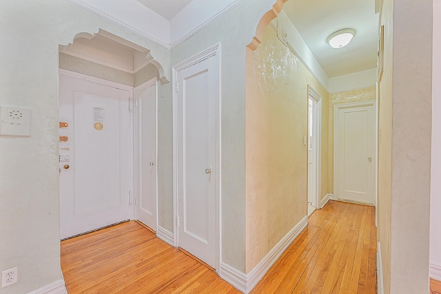 hall featuring light wood-type flooring