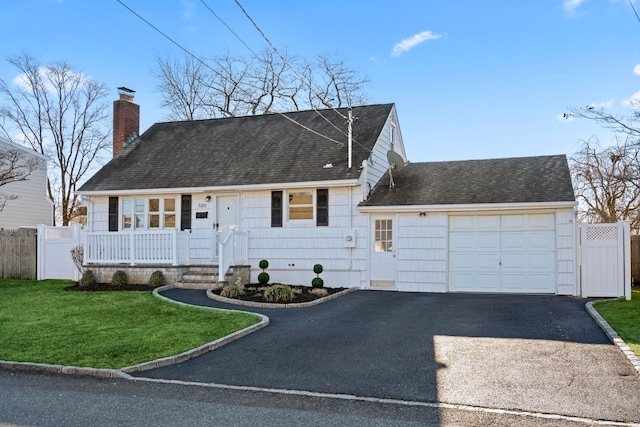 view of front of home featuring a garage and a front lawn