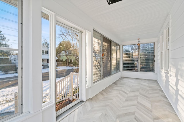 view of unfurnished sunroom