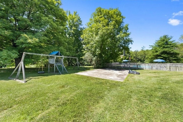 view of yard with a playground