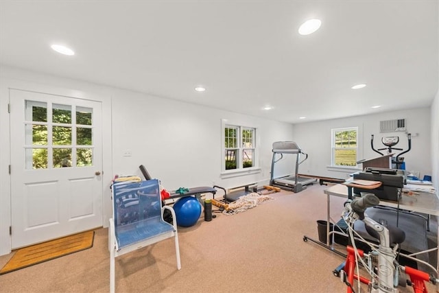 exercise room with carpet