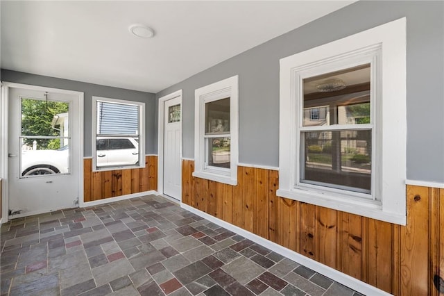 view of unfurnished sunroom