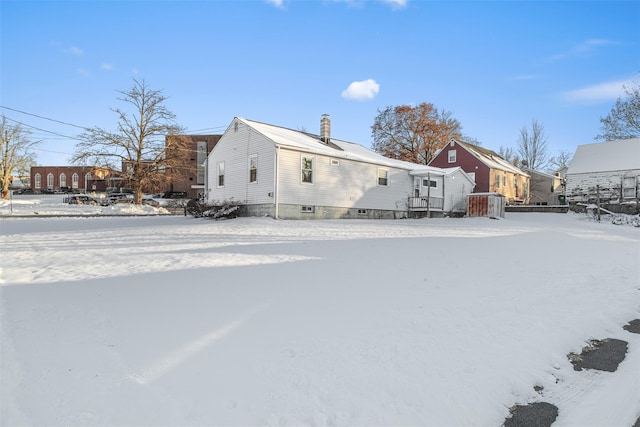 view of snow covered exterior