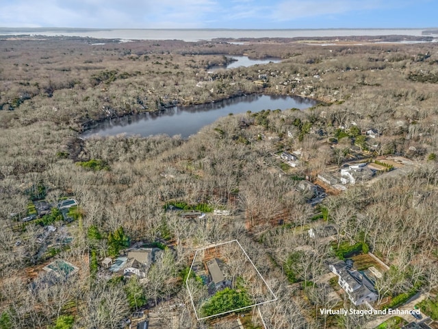 bird's eye view featuring a water view