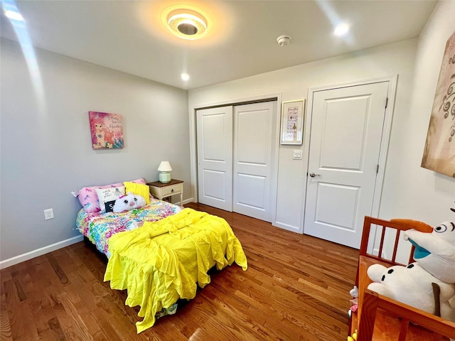 bedroom featuring dark hardwood / wood-style floors