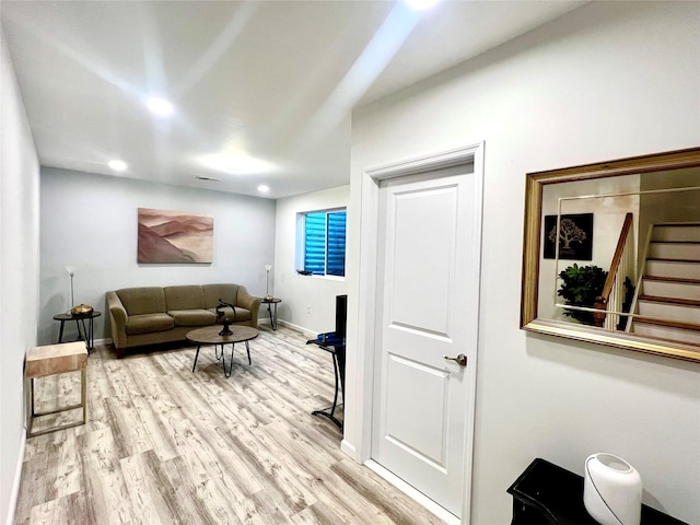 living room with light wood-type flooring