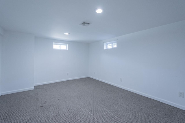 basement with carpet