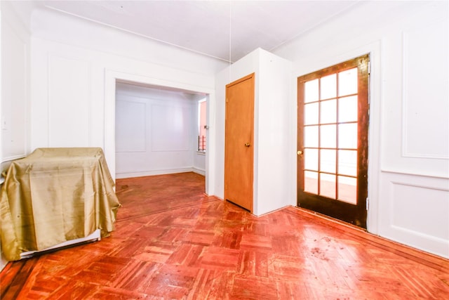 interior space featuring light parquet floors