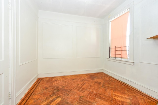 empty room with parquet floors