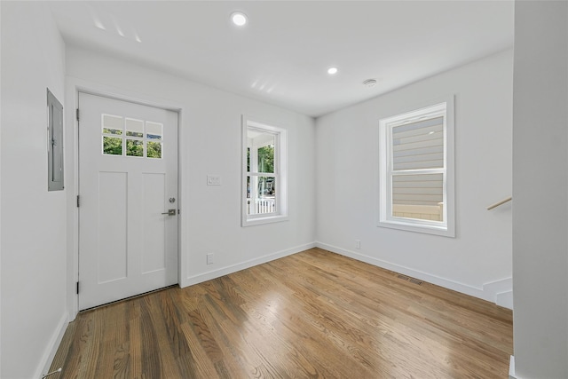 foyer entrance with hardwood / wood-style floors