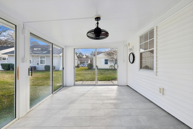 view of unfurnished sunroom