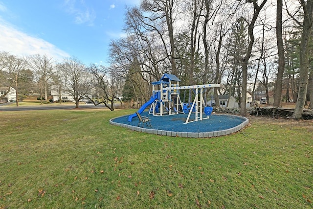 view of play area featuring a yard