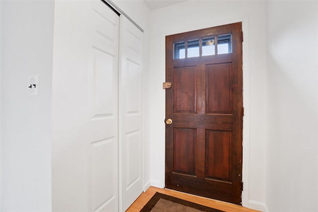 doorway featuring light hardwood / wood-style floors