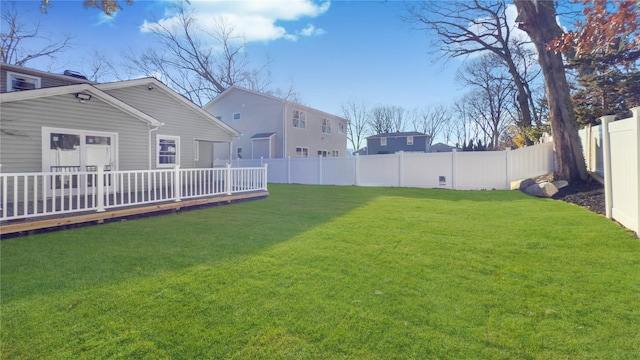 view of yard featuring a deck