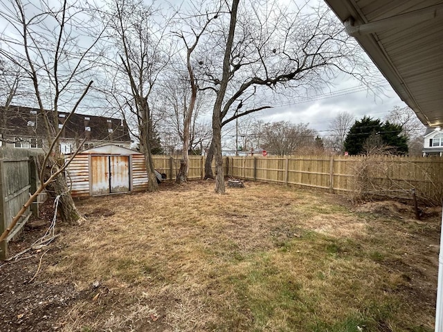 view of yard with a shed