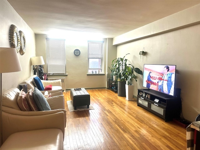 living room with light hardwood / wood-style floors