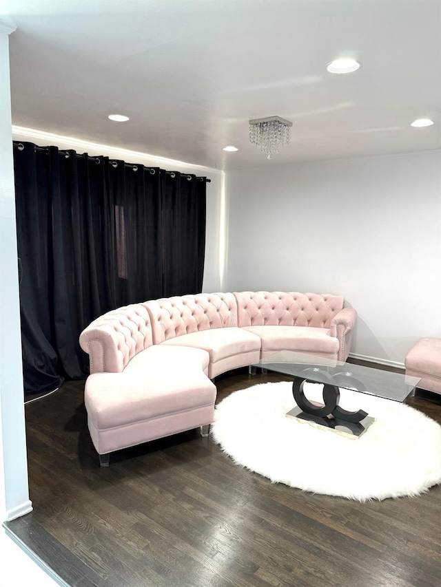 living room featuring dark hardwood / wood-style floors