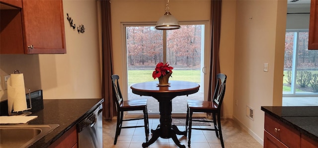 view of tiled dining room