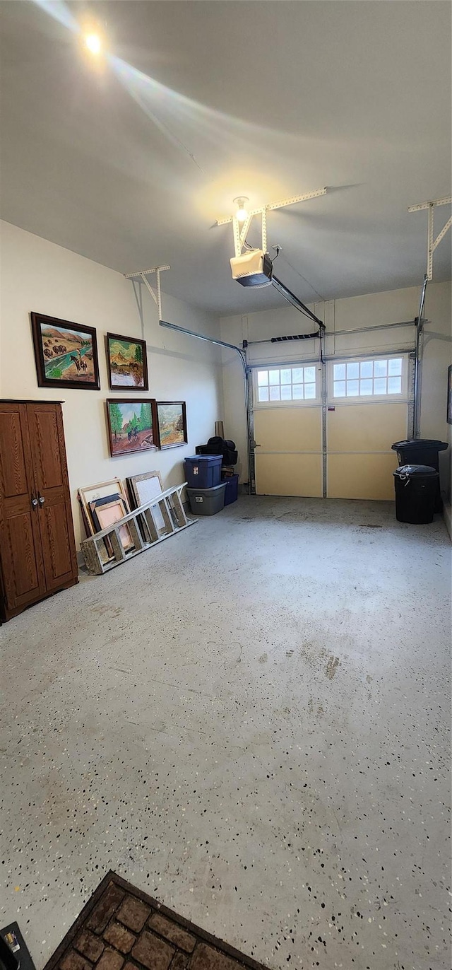 garage with a garage door opener