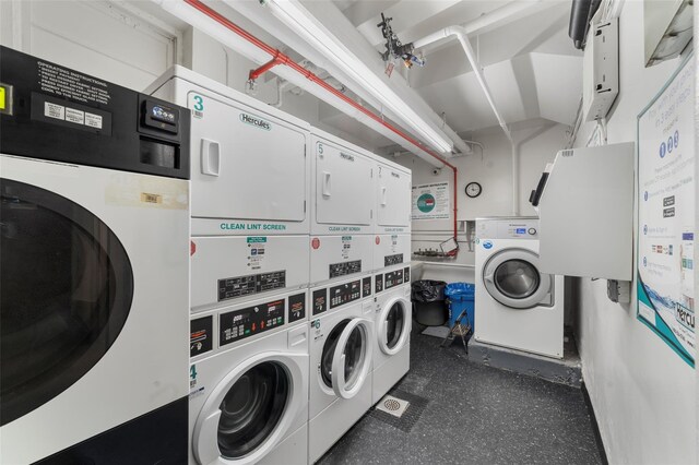 laundry area with separate washer and dryer and stacked washer and dryer