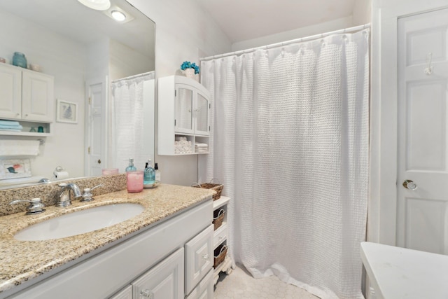 45 Shore Rd, East Setauket, NY 11733 - bathroom with vanity and a shower with shower curtain