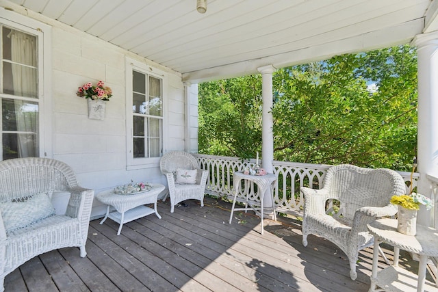 wooden deck with a porch