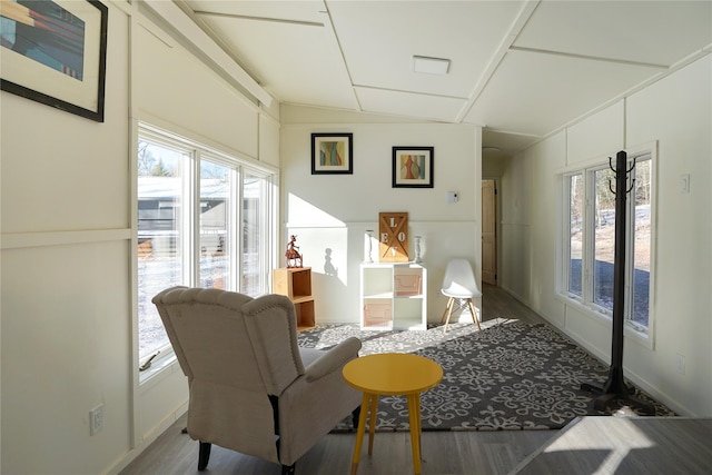 living area with hardwood / wood-style floors and plenty of natural light